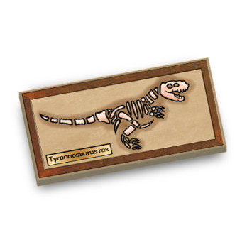 T-rex 3 skeleton painting printed on Lego® Brick 2x4 - Sand Yellow