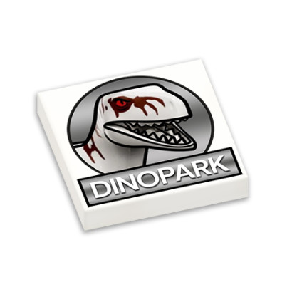 Enseigne Dino Park imprimé sur Brique Lego® 2x2 - Blanc