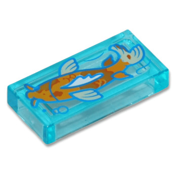 LEGO 6459216 PRINTED 1X2 KOI CARP FISH - TRANSPARENT BLUE