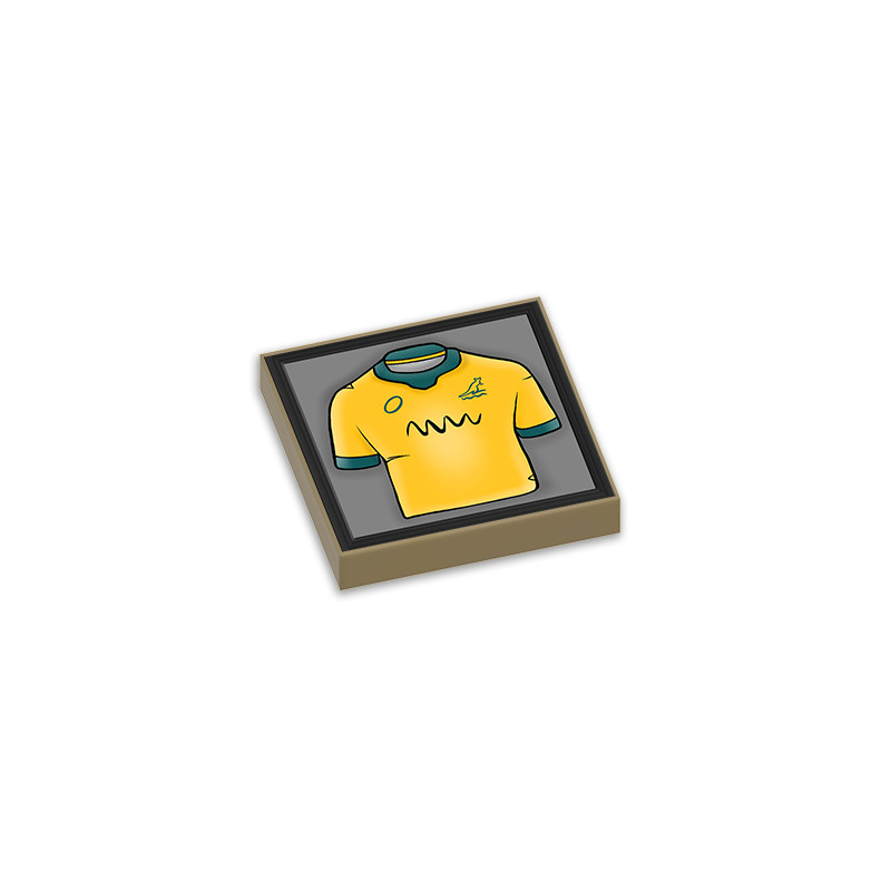 Australia Rugby Shirt Board Printed on Lego® Brick 2x2 - Sand Yellow