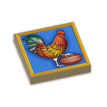 Emblème tableau Coq français sur brique Lego® 2x2 - Sand Yellow