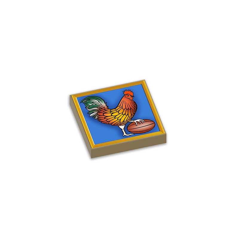 Emblème tableau Coq français sur brique Lego® 2x2 - Sand Yellow