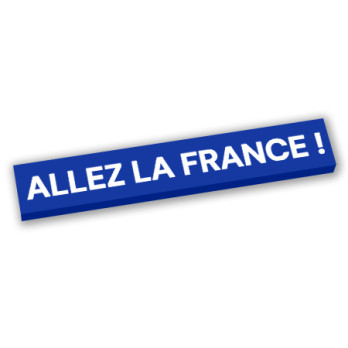 Banderolle "Allez la France" sur brique Lego® 1x6 - Bleu