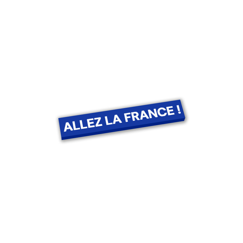 Banner "Allez la France" on Lego® brick 1x6 - Blue