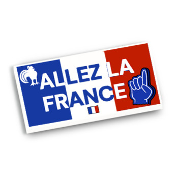 France supporter sign "Allez la France" on Lego® brick 2x4 - White