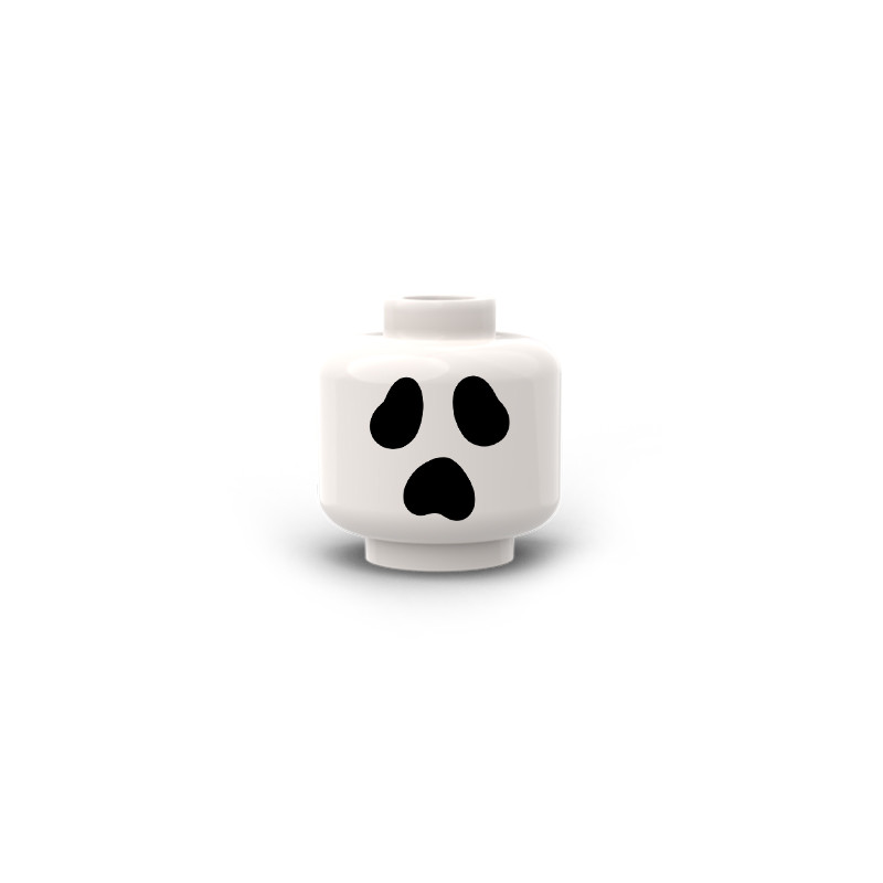 Scared ghost printed on White Lego® Head