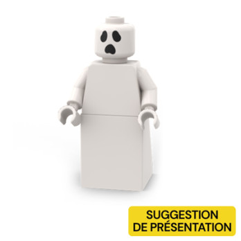 Scared ghost printed on White Lego® Head