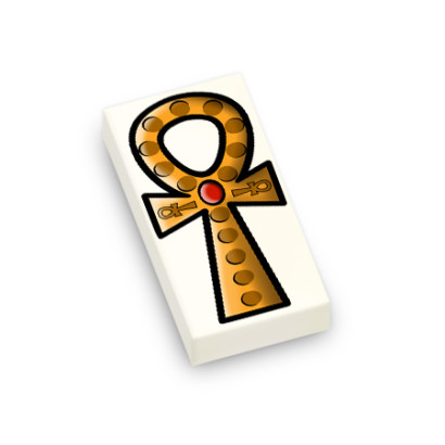 Symbole égyptien croix imprimée sur Brique Lego® 1x2 - Blanc