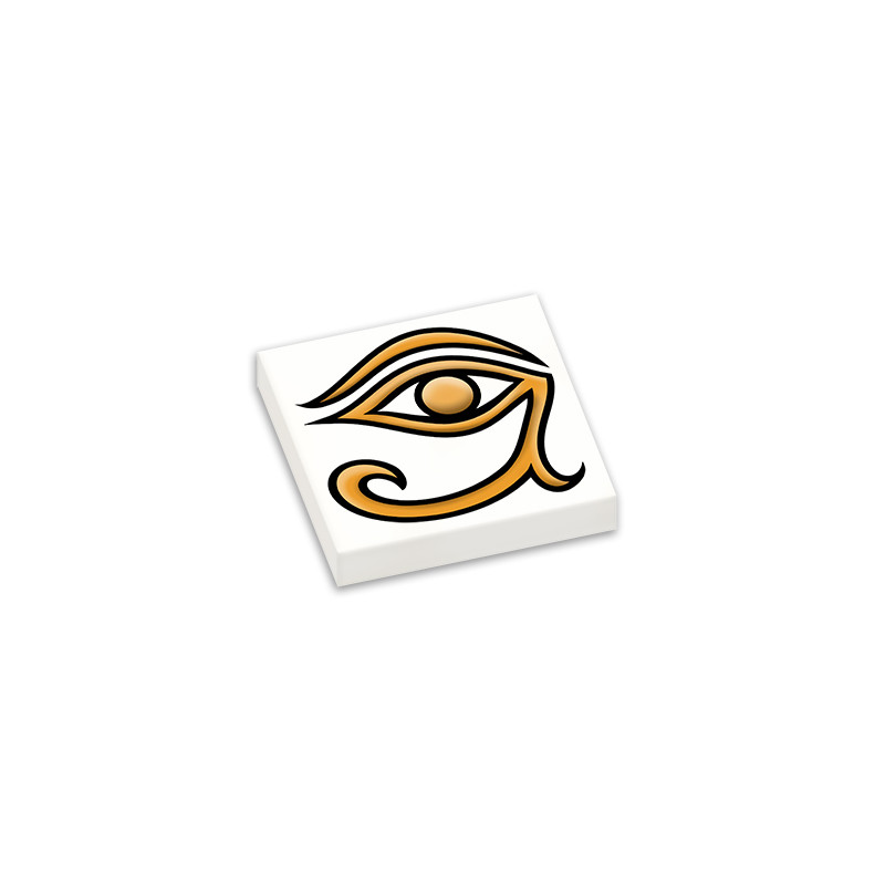 Egyptian symbol Udjat Eye printed on Lego® Brick 2x2 - White