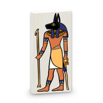 Anubis Egyptian god printed on Lego® Brick 2x4 - White