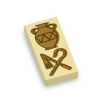 Symbole égyptien Hiéroglyphes imprimée sur Brique Lego® 1x2 - Beige