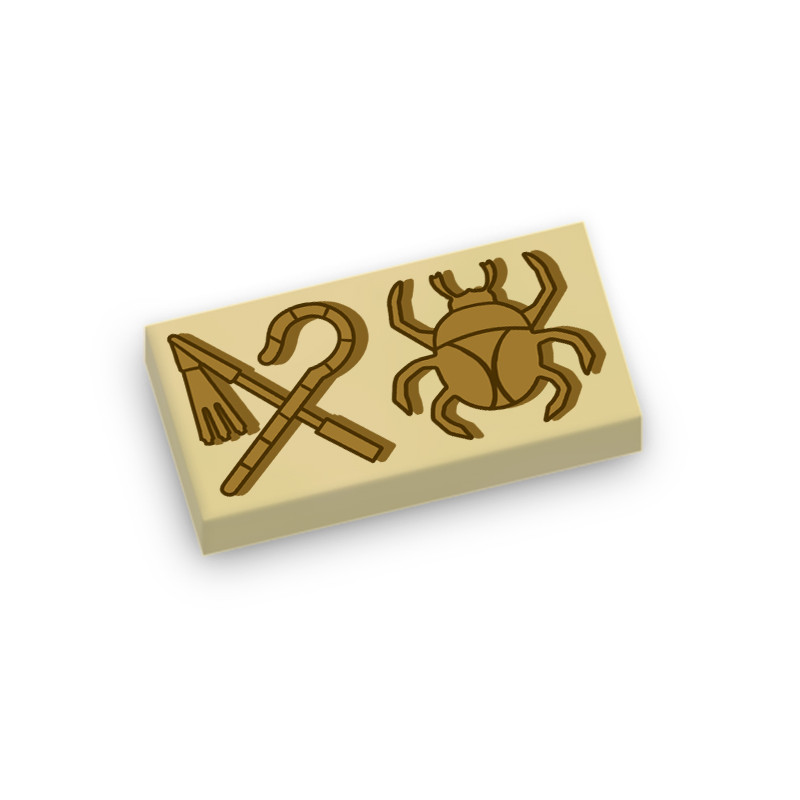 Egyptian Symbol Hieroglyphics printed on Lego® Brick 1x2 - Tan