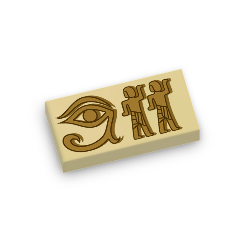 Symbole égyptien Hiéroglyphes imprimée sur Brique Lego® 1x2 - Beige
