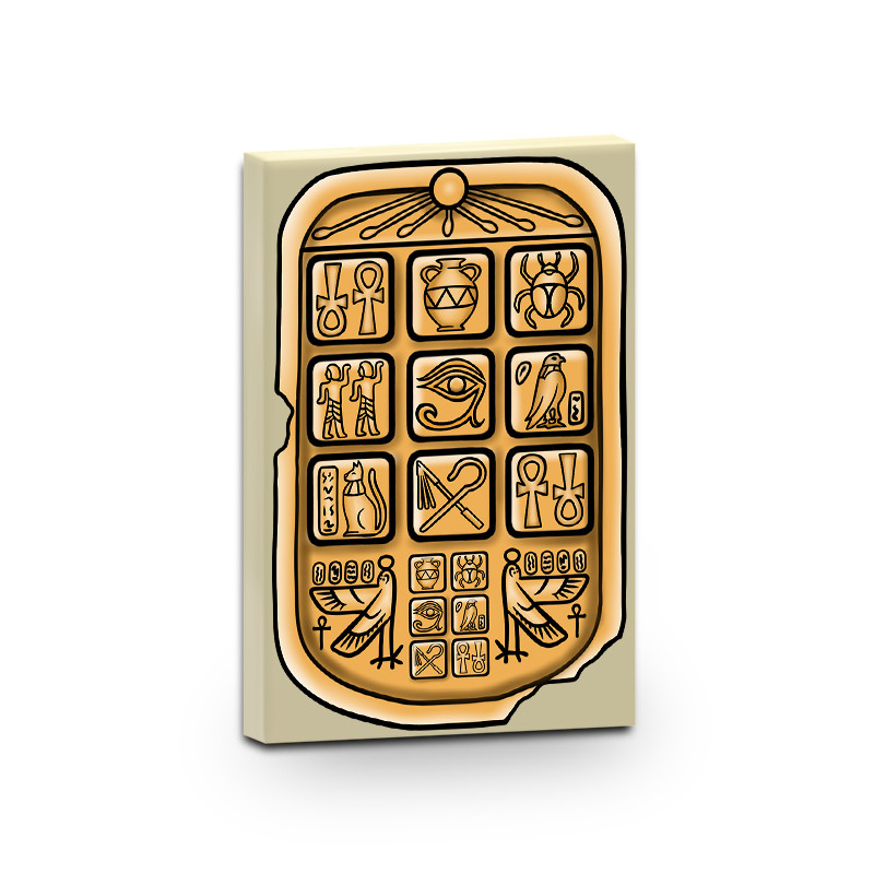 Egyptian tablet printed on Lego® Brick 2x3 - Tan