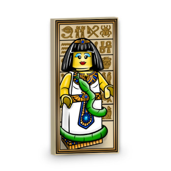 Cleopatra portrait painting printed on Lego® Brick 2x4 - Tan