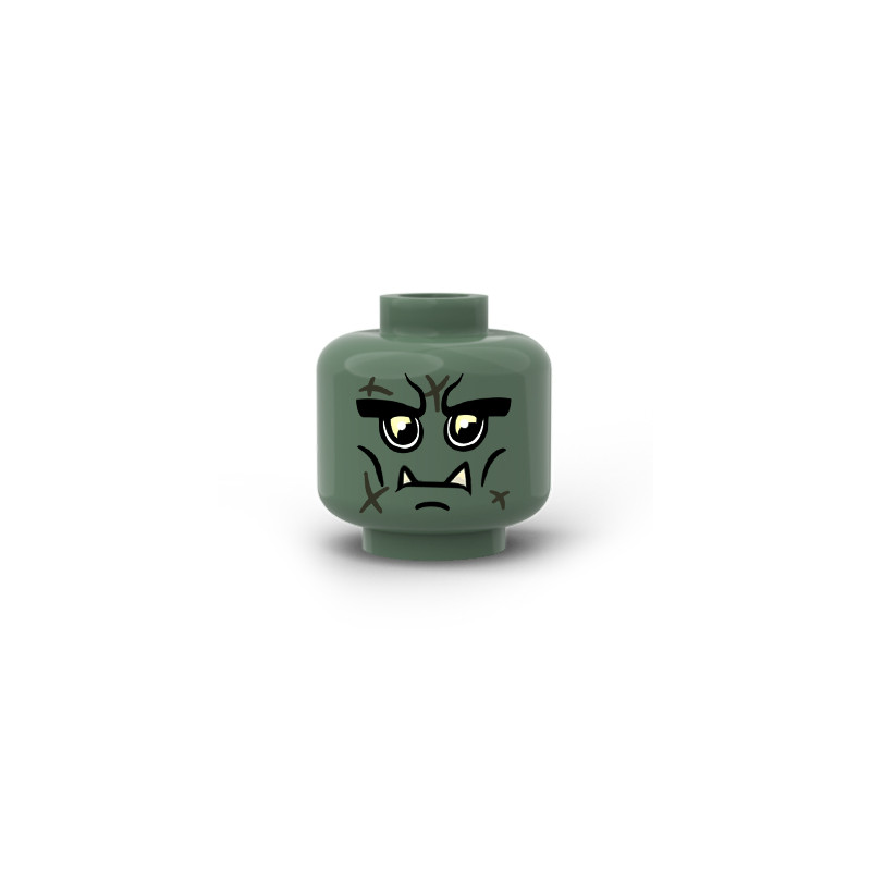 Ogre head printed on Lego® Sand green brick