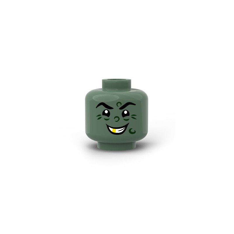 Tête de sorcier  imprimée sur Brique Lego® Sand green