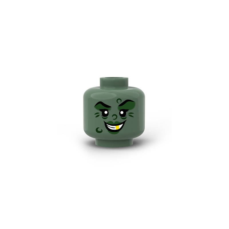 Witch head printed on Lego® Sand green brick