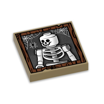 Skeleton painting printed on Lego® Brick 2x2 - Sand Yellow
