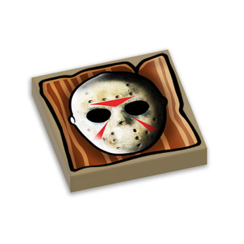 Helmet painting from Friday the 13th printed on Lego® Brick 2x2 - Sand Yellow