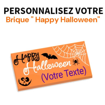 Brique "happy Halloween" à personnaliser imprimée sur Brique Lego® 2X4 - Orange
