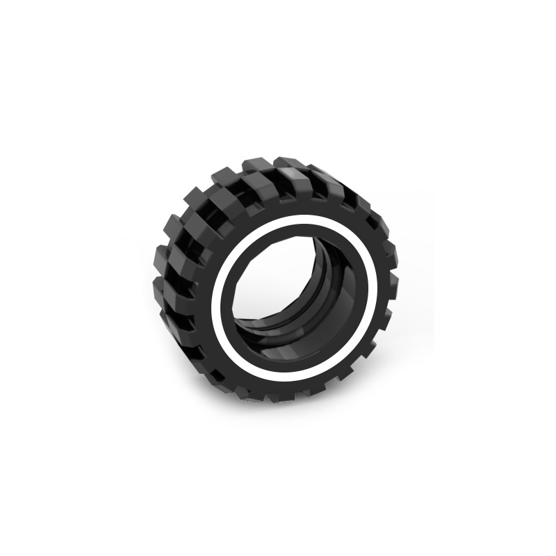 Ø30.4 X 14 black tire with white sidewall - Printed on LEGO® part