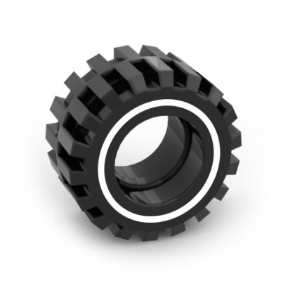 Ø21X12 Black tire with white sidewall - Printed on LEGO® part