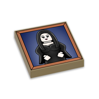 Morticia painting printed on Lego® Brick 2x2 - Sand Yellow