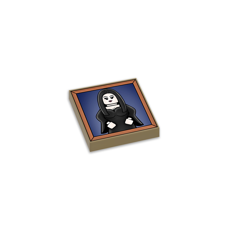 Morticia painting printed on Lego® Brick 2x2 - Sand Yellow