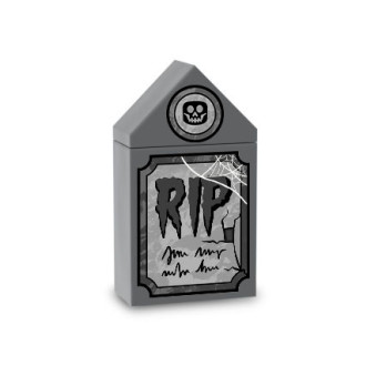 Pierre tombale imprimée sur Brique Lego® 1X2X2 - Dark Stone Grey