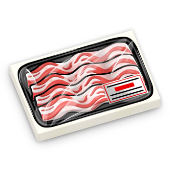 Bacon tray printed on Lego® Brick 2x3 - White