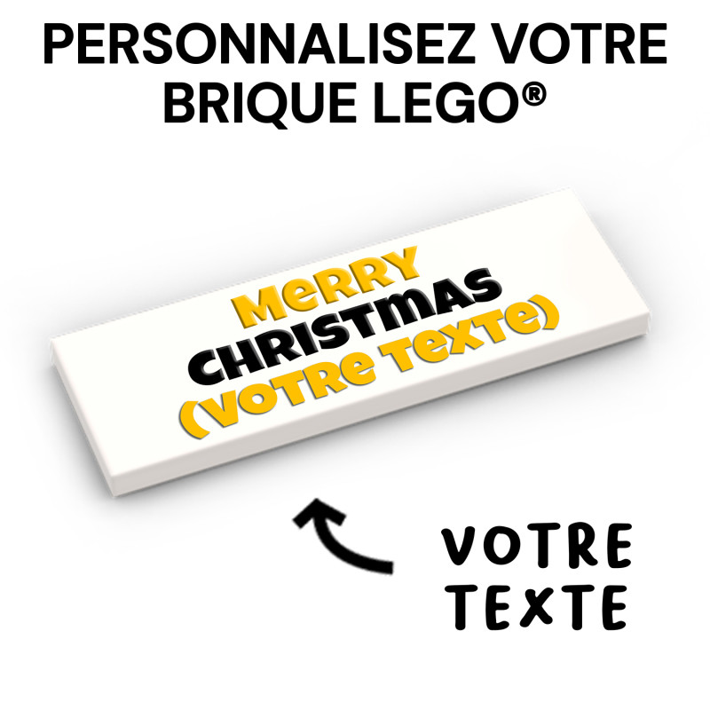 Merry Christmas à personnaliser - imprimée sur Brique Lego®  2X6 - Blanc