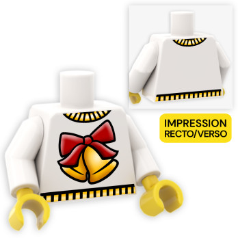 Sweater with bell decoration printed on Lego® torso - White