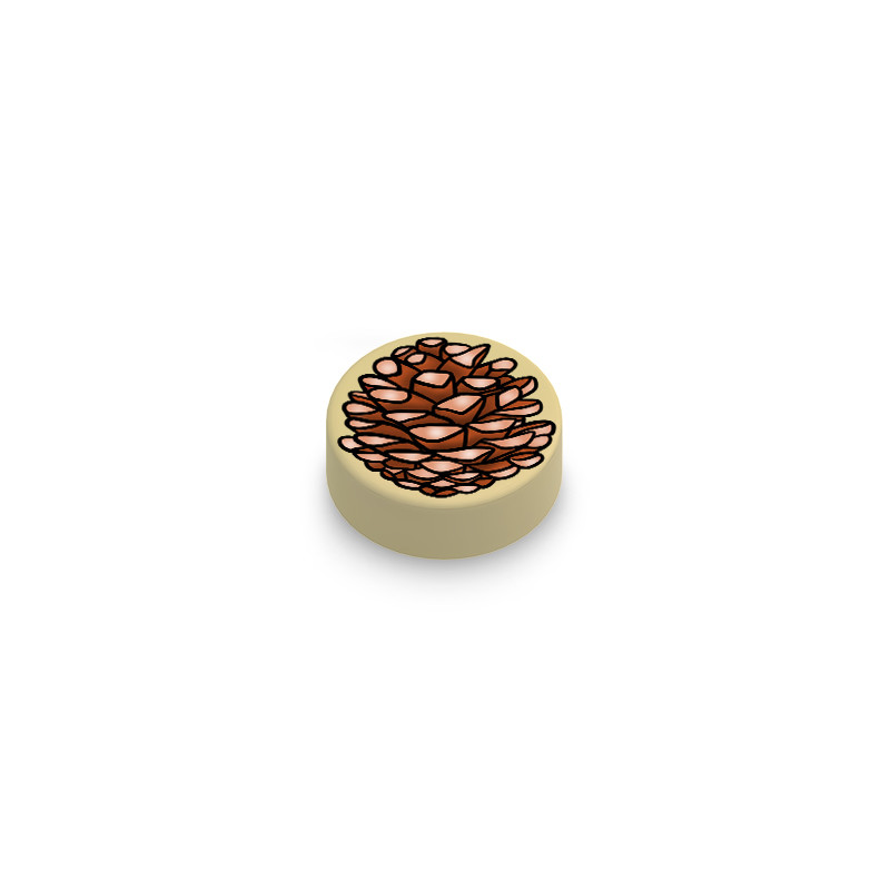 Pomme de pin imprimé sur Brique 1x1 Lego® - Beige