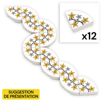 Guirlande étoiles sur 12 plates lisses 1/4 rond 1x1 - Blanc