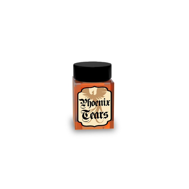 Witchcraft Flask "Phoenix Tears" printed on Lego® Brick 1X1 - Transparent Orange