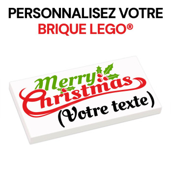"Merry Christmas" à personnaliser - imprimée sur Brique Lego® 2X4 - Blanc