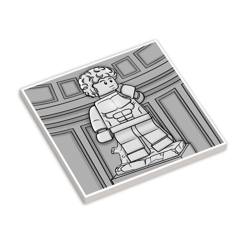 Statue de David 6x6 imprimé sur Brique Lego® Blanc