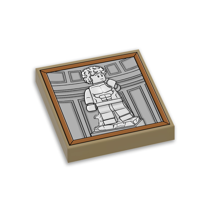 Tableau Statue de David imprimé sur Brique Lego® 2x2 - Sand Yellow
