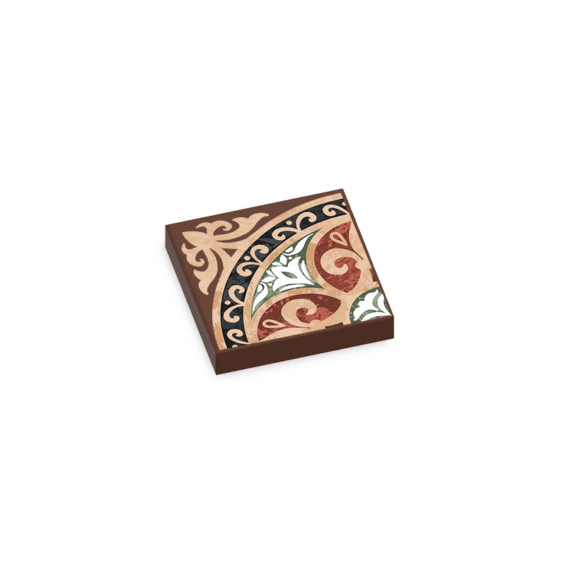 Tiles / Earthenware Medieval style printed on Brick Lego® 2X2 - Reddish Brown