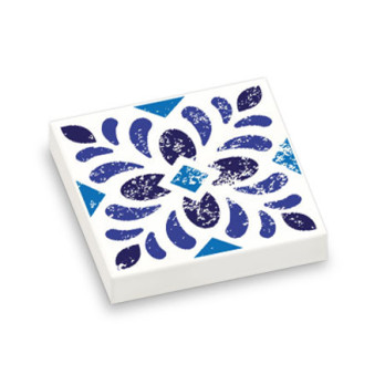 Cement tile printed on Lego® 2X2 Tile - White