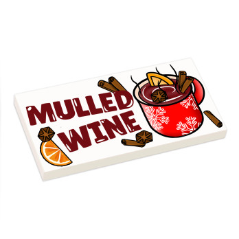 'Mulled Wine' sign printed on 2x4 Lego® brick - White