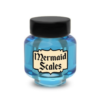 Witchcraft Flask "Mermaid Scales" printed on Lego® Brick 1X1 - Transparant Light Blue