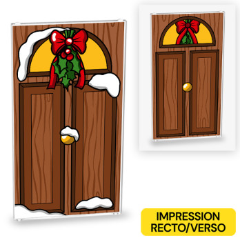 Wooden Christmas door printed on both sides on Lego® 1x4x6 glass