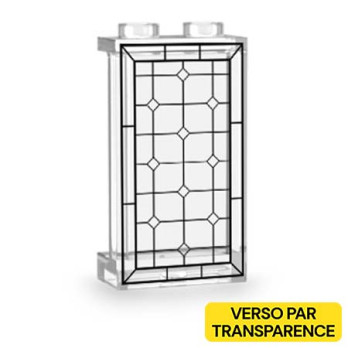 Printed checkered pattern partition on transparent Lego® 1x2x3 partition