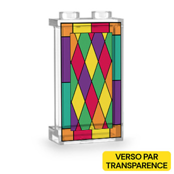 Vitrail motif géométrique imprimé sur cloison transparente Lego® 1x2x3