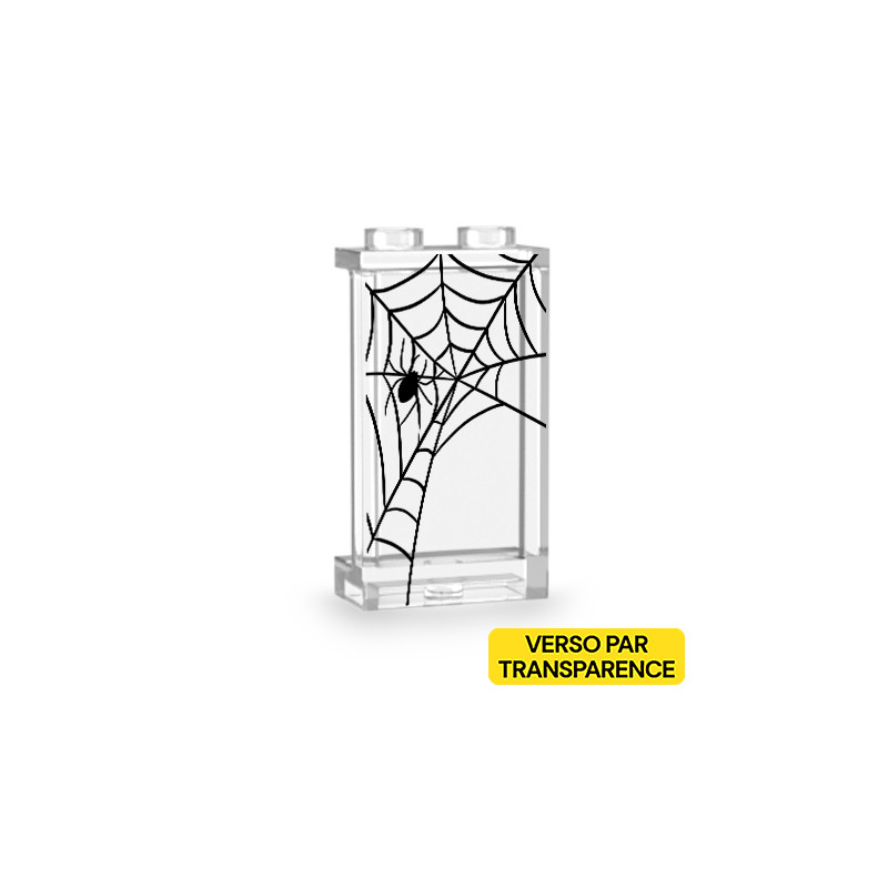 Fenêtre avec toile d'araignée imprimée sur cloison Lego® 1x2x3 - Transparent