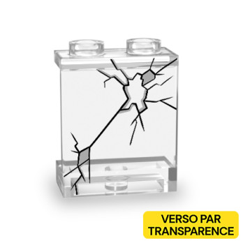 Broken window printed on Lego® partition 1x2x2 - Clear