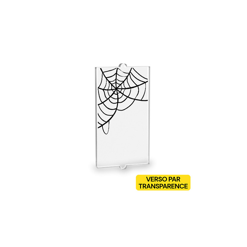 Window with spider web printed on Lego® 1x2x3 Glass - Transparent