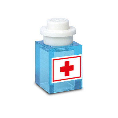 Médicament imprimé sur Brique Lego® 1X1 - Bleu Transparent